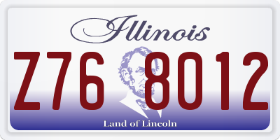 IL license plate Z768012