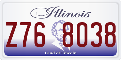 IL license plate Z768038