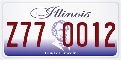 IL license plate Z770012