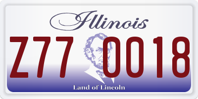 IL license plate Z770018