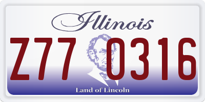 IL license plate Z770316