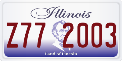 IL license plate Z772003