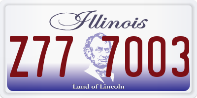 IL license plate Z777003
