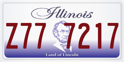 IL license plate Z777217