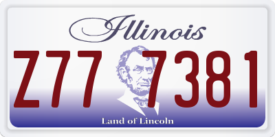 IL license plate Z777381