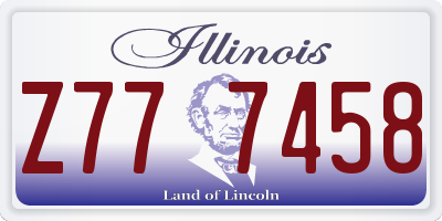 IL license plate Z777458