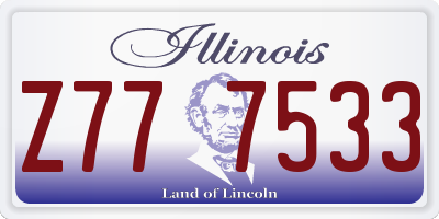 IL license plate Z777533