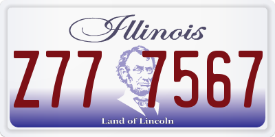 IL license plate Z777567