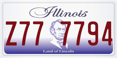 IL license plate Z777794