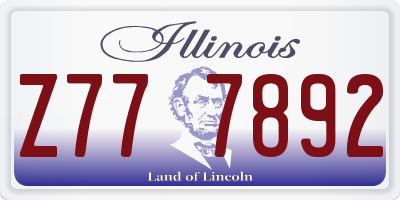IL license plate Z777892