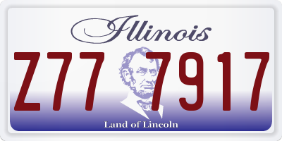 IL license plate Z777917
