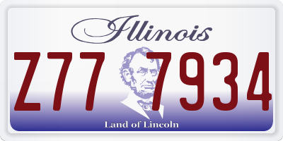 IL license plate Z777934