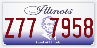 IL license plate Z777958
