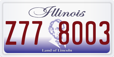 IL license plate Z778003