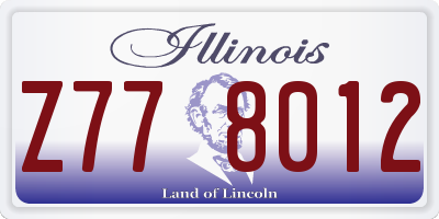 IL license plate Z778012