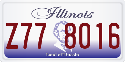 IL license plate Z778016