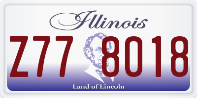IL license plate Z778018