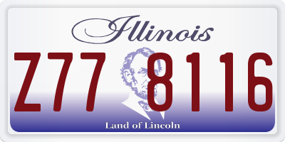 IL license plate Z778116