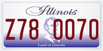 IL license plate Z780070