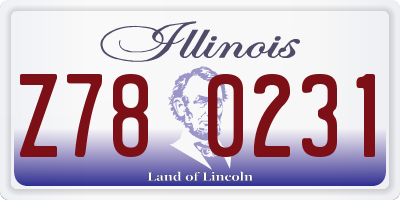 IL license plate Z780231