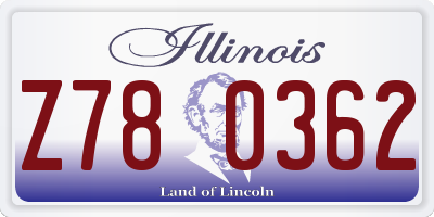IL license plate Z780362