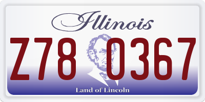 IL license plate Z780367