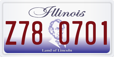IL license plate Z780701
