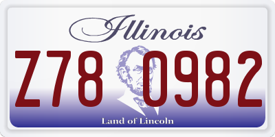 IL license plate Z780982