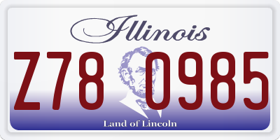 IL license plate Z780985