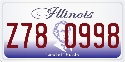 IL license plate Z780998