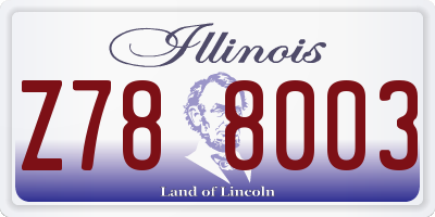 IL license plate Z788003