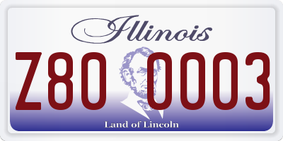 IL license plate Z800003