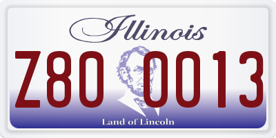 IL license plate Z800013