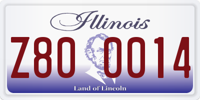 IL license plate Z800014