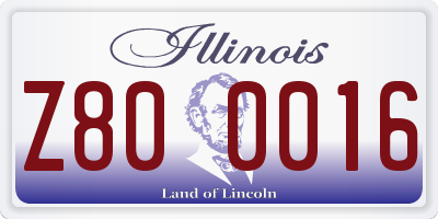 IL license plate Z800016