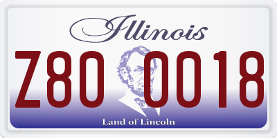 IL license plate Z800018