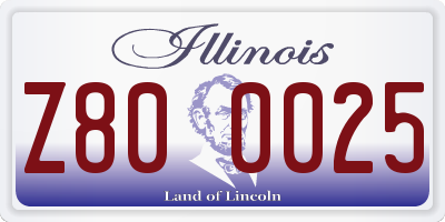 IL license plate Z800025