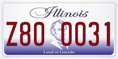 IL license plate Z800031