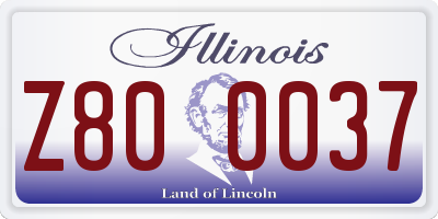 IL license plate Z800037