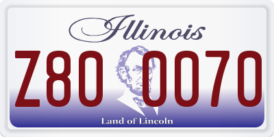 IL license plate Z800070