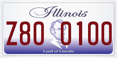 IL license plate Z800100