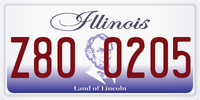 IL license plate Z800205