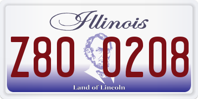 IL license plate Z800208