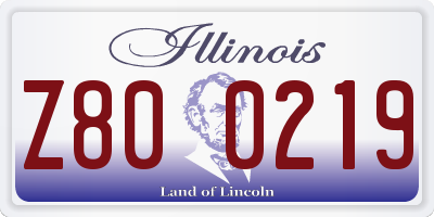 IL license plate Z800219