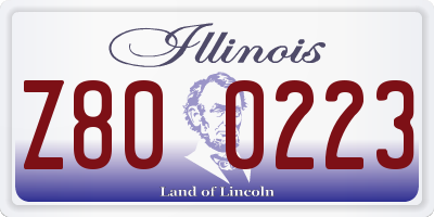 IL license plate Z800223