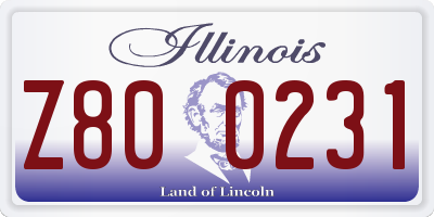 IL license plate Z800231