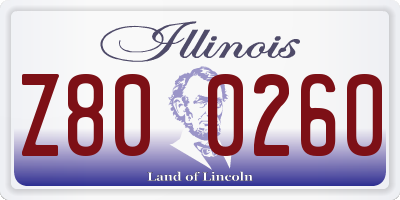IL license plate Z800260