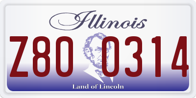 IL license plate Z800314