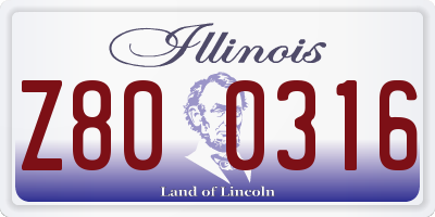 IL license plate Z800316