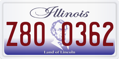 IL license plate Z800362